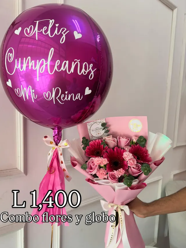 Combo de flores y globo