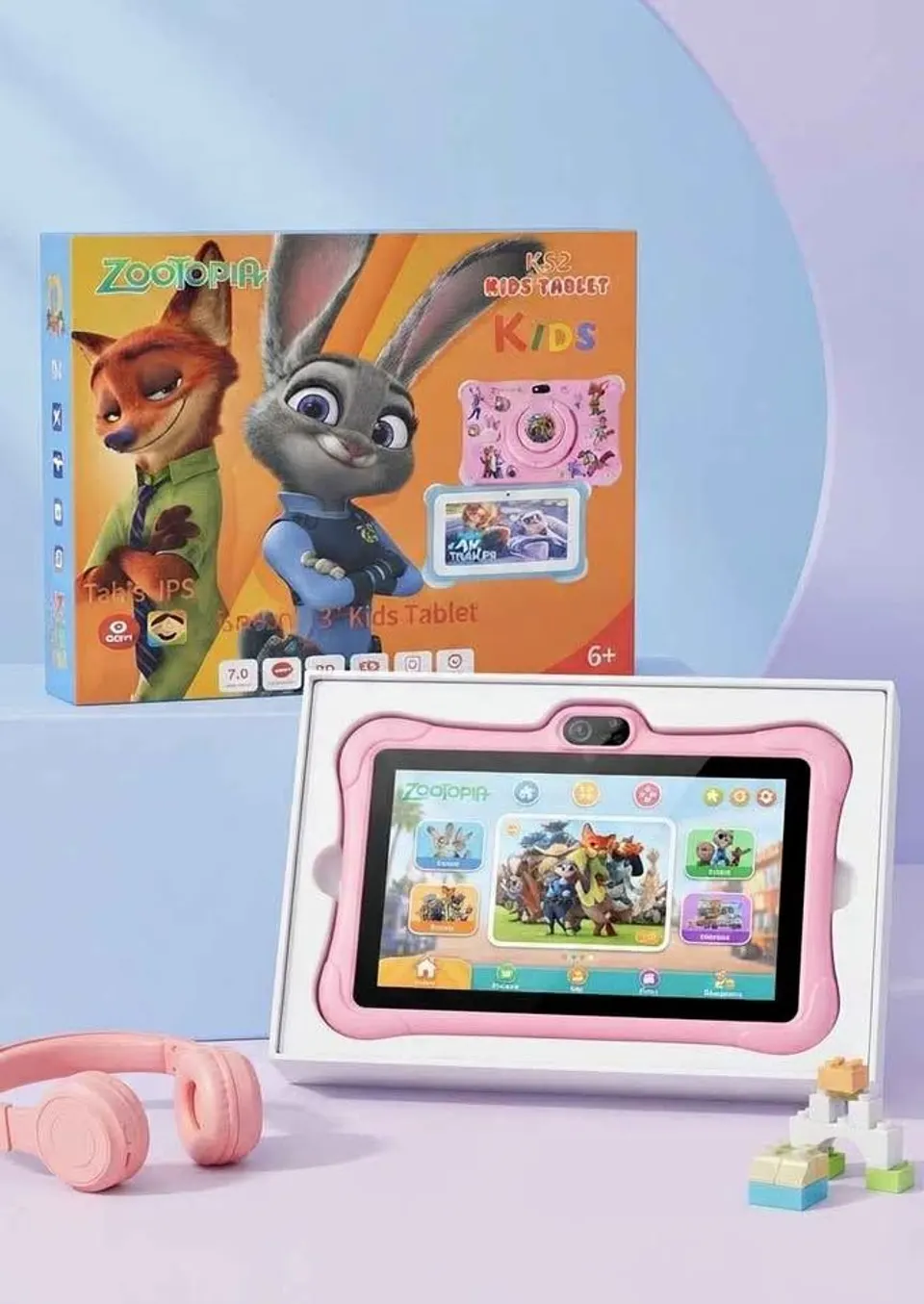 Tablet para niña y auriculares