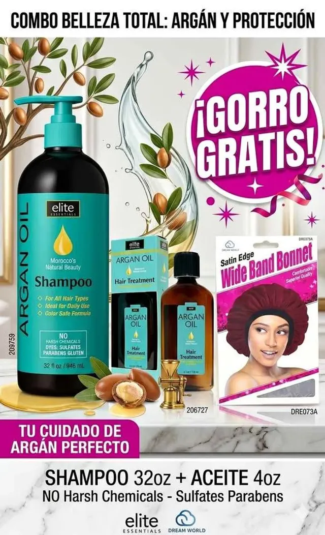Shampoo+aceite de Argan con Gorro GRATIS