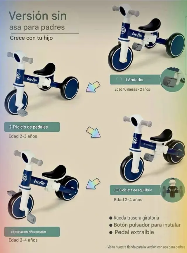 Triciclo 4 en 1 para 1 a 4 años