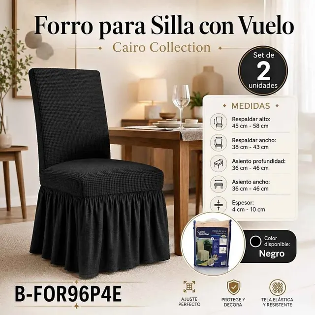 Juego de 6 forros de silla color negro