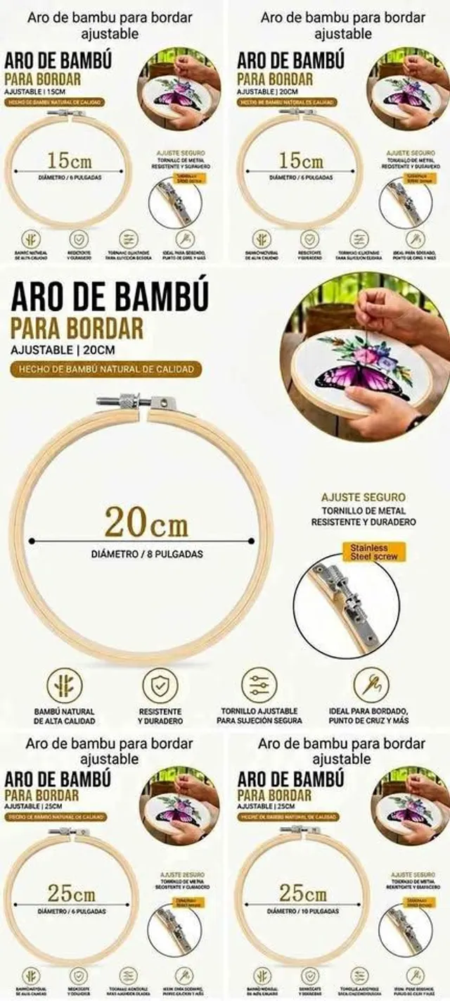 Juego de 3 aros para bordado