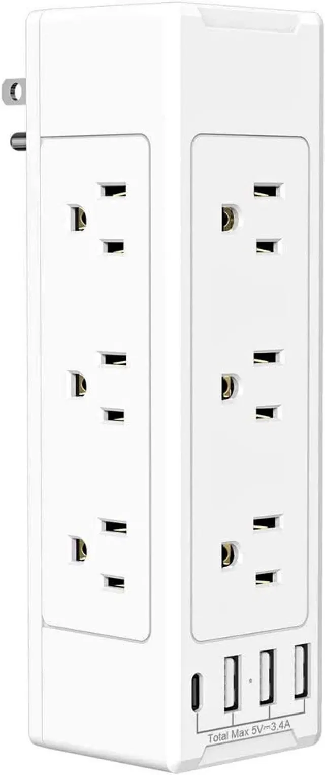 Regleta de 9 enchufes+ 3 USB+ 1 tipo C