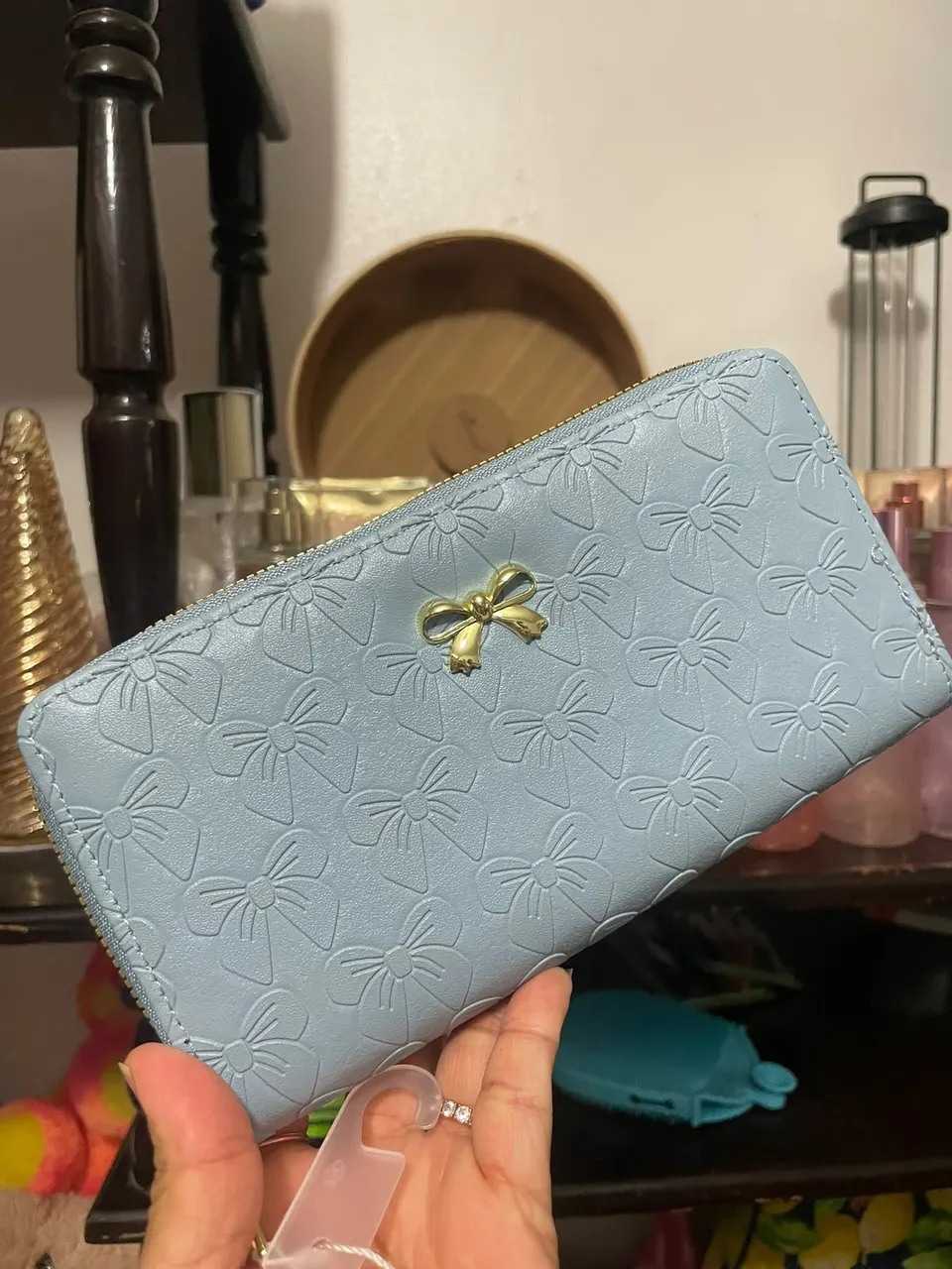 Monedero doble zipper azul