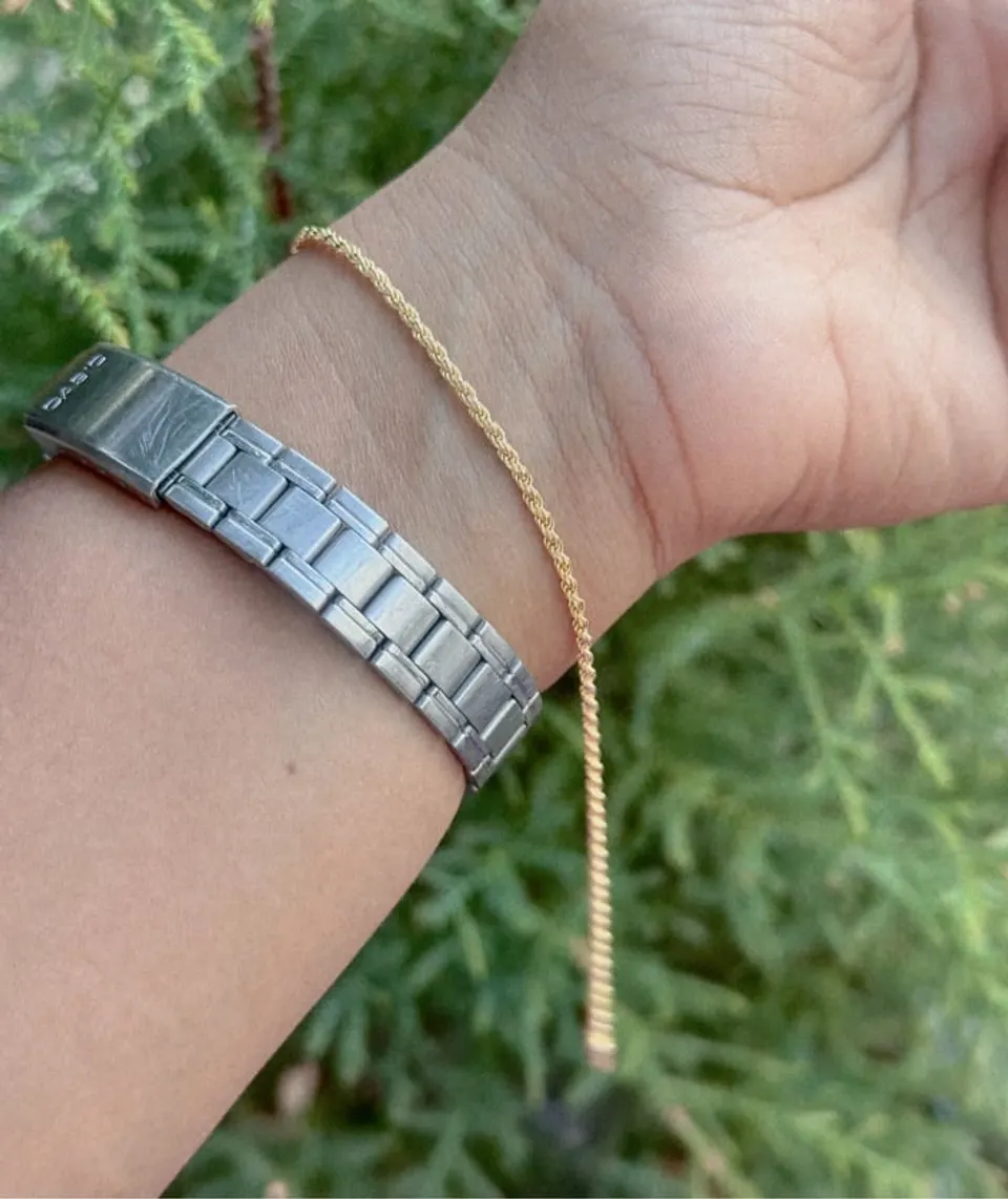Pulsera tejido cordón (Plata con baño de Oro)
