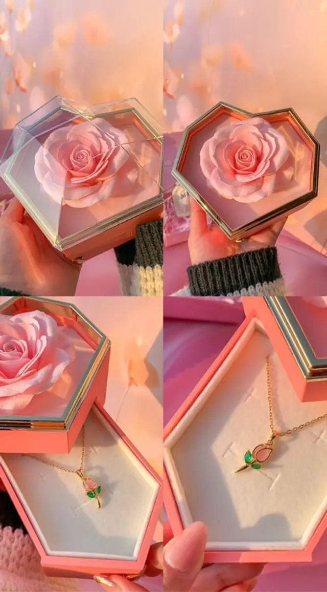Cofre de corazón con rosa eterna